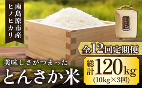 【南島原市産ヒノヒカリ】とんさか米 10kg×12回 定期便 / 米 ヒノヒカリ / 南島原市 / 林田米穀店 [SCO007]