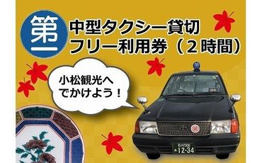 【小松観光！】4～5名様・中型タクシー貸切フリー利用券（2時間） 048001