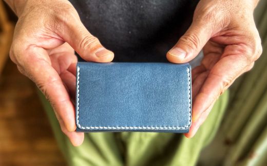 26-721．手縫いの本革「オリジナル名刺・カード入れ」【カラー：7色よりお選びください】