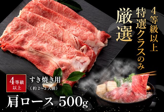 【４等級以上の未経産牝牛限定】近江牛肩ロースすき焼き【500g】【AF03U】