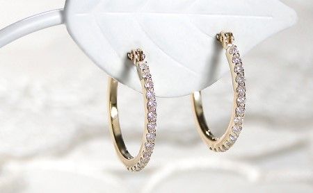 【0.16ct】ダイヤモンド　フープピアス　CSP00056-18Y SWAV012