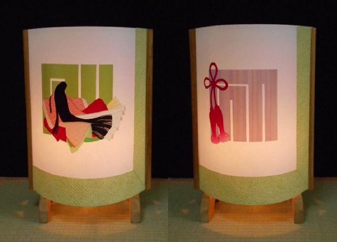 050F080 着物生地で作ったおしゃれな行灯（あんどん）源氏香