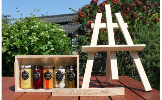 【農家こだわりの 野菜 使用】 ピクルス + 京築ヒノキ イーゼル セット《築上町》【ERBA　FARM733】[ABAP005]
