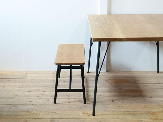 【W900】アイアンベンチ(木部：クリア 　フレーム：艶消しクリア)オーク 無垢材 家具  Z093