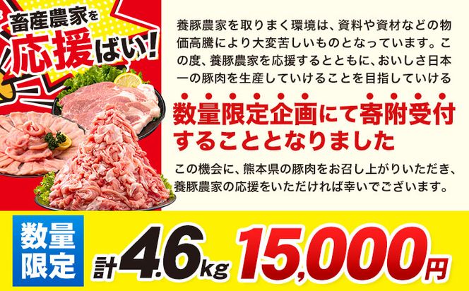 数量限定★生産者応援★ 豚肉 小分け バラエティ セット うまか ポーク しゃぶしゃぶ 切り落とし 豚ロース バラ 豚バラ 豚バラ肉 スライス 4.6kg 4600g 4kg 以上 真空 お楽しみセット 不揃い 数量限定 簡易包装 冷凍配送 《30日以内に出荷予定(土日祝除く)》---fn_fozpfs_23_30d_15000_4600g---