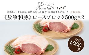 ≪放牧和豚≫　ロースブロック  500g×2 【合計1kg】　K26_0036_2