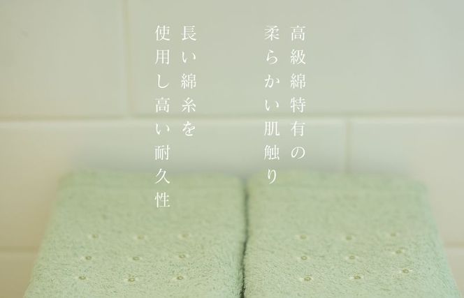 020C344 高級スーピマコットン フェイスタオル 10枚（グリーン）【泉州タオル 国産 吸水 普段使い シンプル 日用品 家族 ファミリー】