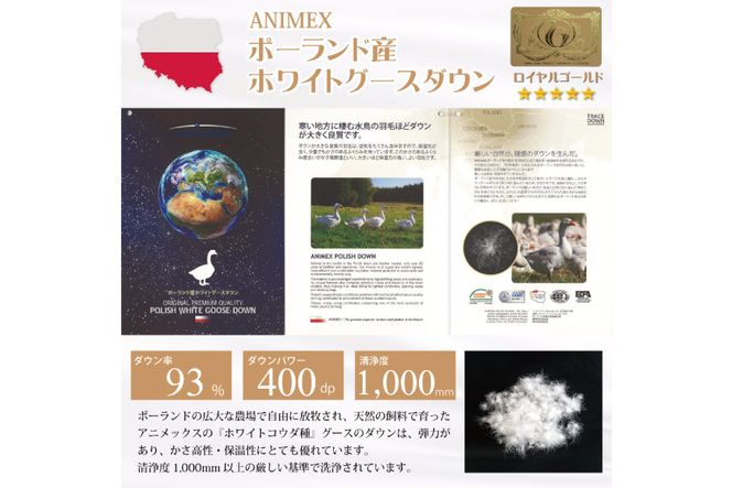 【春秋用】 中厚 羽毛 合掛け 布団 シングル ホワイトグースダウン 93％ ポーランド産 0.8kg ( エリーヌ 青 )  [川村羽毛 山梨県 韮崎市 20743620] 羽毛布団 日本製 ロイヤルゴールドラベル