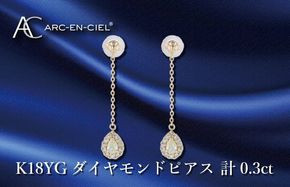 J045 ARC-EN-CIEL K18ダイヤピアス ダイヤ計0.3ct【鑑別書付き ジュエリー プレゼント ギフト ファッション アクセサリー 贈り物 贈答 お祝い 記念日】