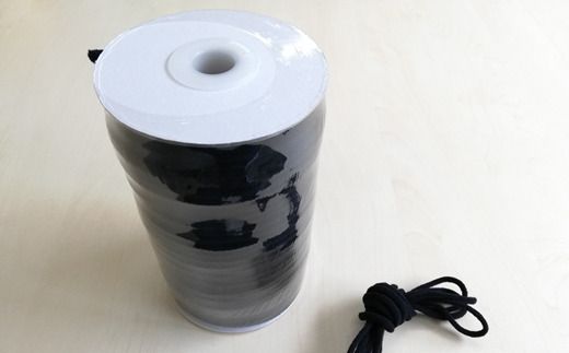 [P058] マスクゴム（リリヤン8本針）4mm×100m（抗ウイルス&抗菌加工済み）【黒】