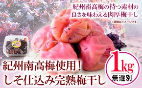 紀州南高梅使用 しそ仕込み完熟梅干し 無選別 1kg 厳選館《90日以内に出荷予定(土日祝除く)》和歌山県 日高町 梅干し しそ仕込み 紀州南高梅 送料無料---wsh_gsk96_90d_25_15000_1kg---