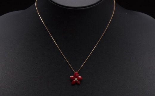 【最高級】赤サンゴの花型ペンダント _kn075!