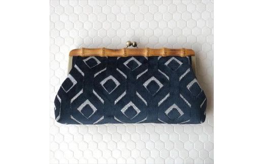 【siesta】がま口　クラッチバッグ＊紺 FAA7016
