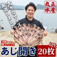 ＜訳あり＞国産特大あじの開き(計20枚以上)簡易包装 干物 アジ 魚介 水産加工品 開き おかず おつまみ 宮崎県 門川町【AW-22】【丸正水産】