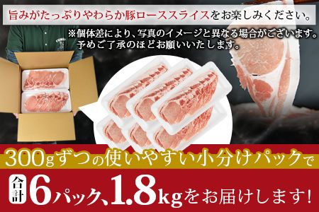 ＜宮崎県産豚ローススライス 合計1.8kg（300g×6）＞翌月末迄に順次出荷【a0404_ty】