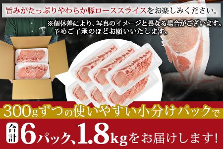 ＜宮崎県産豚ローススライス 合計1.8kg（300g×6）＞翌月末迄に順次出荷【b0404_ty】