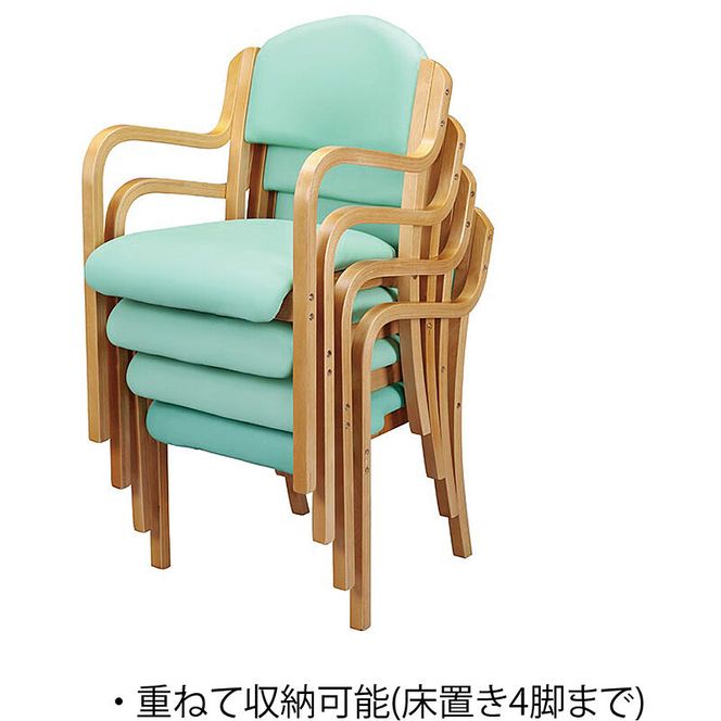 スタッキングチェアー（木製）3脚セットUFC4-NAPK（2.ナチュラル×ピンク） スタッキング 椅子 収納 家具 愛西市/タック株式会社 [AEAH027-2]