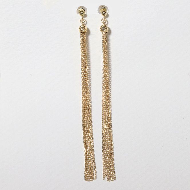 K18　ミラーボールタッセルピアス    BQ-121