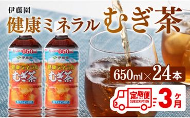 健康ミネラル　むぎ茶650ml×24本PET【3ケ月定期便】（麦茶） [F7349t3]