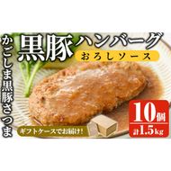 a679 「かごしま黒豚さつま」黒豚ハンバーグおろしソース計1.5kg！(150g×10パック)鹿児島県産黒豚をスチームオーブンで焼き上げました！【AKR Food Company】姶良市 冷凍 調理済み