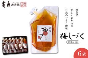 梅シロップ「梅しづく」290ml×6袋（３倍から５倍希釈） 有限会社壽屋提供　山形県　東根市　hi004-hi036-079