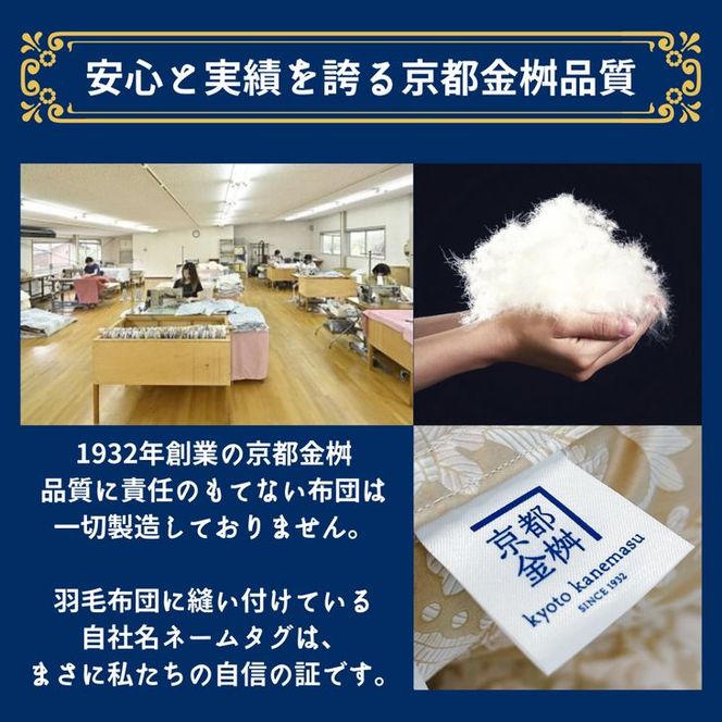 ＜京都金桝＞羽毛肌ふとん （カナダホワイトマザーグースダウン95％）《羽毛布団 冬 暖 睡眠 軽量》