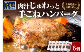 【北海道産肉100％使用】肉汁じゅわっと♪手ごねハンバーグ 6個入 ( 北海道産肉 おかず 玉ねぎ オニオン オホーツク 肉 手ごね ハンバーグ 北海道 玉ねぎ 贈答 )【130-0002】