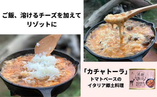 【北海道産】熟成エゾ鹿肉の缶詰「バクテー・カチャトーラ」6缶セット ( エゾ鹿 エゾシカ 肉 熟成 缶詰 北海道 ジビエ キャンプ アウトドア )【125-0041】
