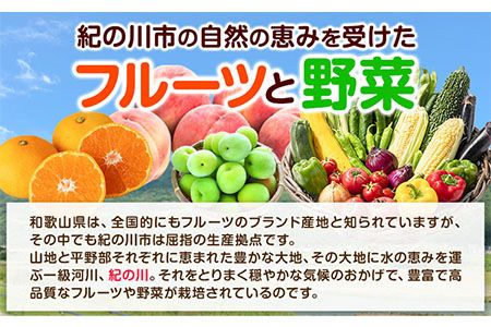 紀の川市の恵み 旬のフルーツ＆野菜セット 計3~5品《30日以内に出荷予定(土日祝除く)》和歌山県 紀の川市 フルーツ 果物 野菜 セット 桃 梅 みかん 新玉ねぎ なす トマト キャベツ---wfn_cwlocal68_30d_25_11000_3h5h---