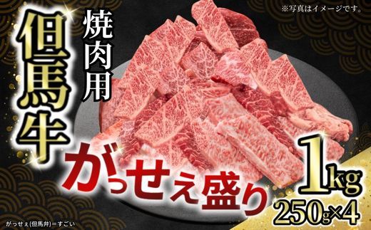 【但馬牛がっせぇ盛り 焼肉用計1kg（250g×4）冷凍】発送目安：入金確認後1ヶ月程度  ※配送日の指定はできません 牛肉 但馬 神戸 兵庫県 但馬牛 72-24