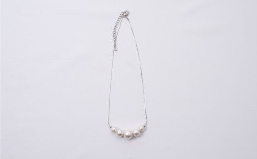 GL003コットンパール「ホワイト」シルバーチェーンネックレス