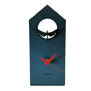 GRAVIRoN Bird Clock ハト 黒皮鉄（置き時計）195×85×92mm 390g