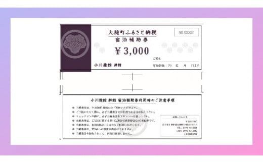 小川旅館　宿泊補助券　3000円×3枚【0tsuchi00439】