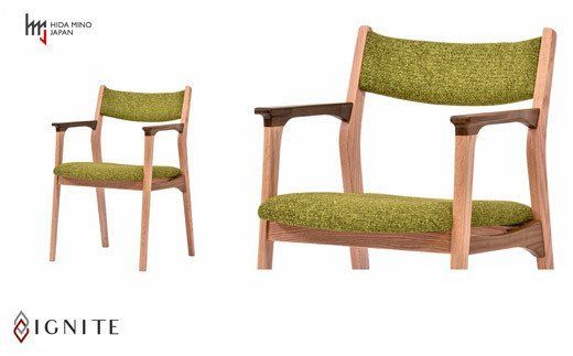 D129-03 IGNITE ダイニングチェア(肘付)【オーク+ウォルナット材】 JIG-DCX206A PNO+W/DバトンYG