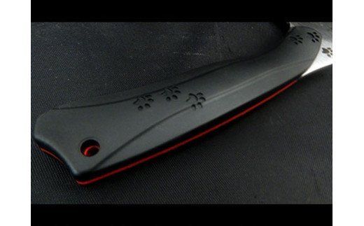 H45-10 NYAIFE KITCHEN （ニャイフキッチン） 三徳包丁 ブラック/レッド ネコver