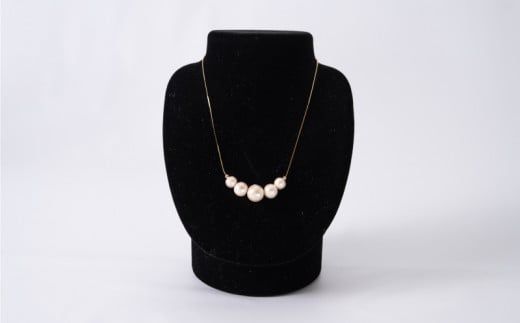 GL011コットンパール「キスカ」ゴールドチェーンネックレスとピアス３点セット
