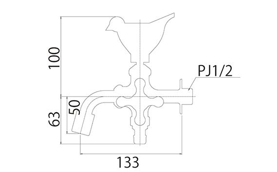 二口万能胴長水栓（スズメ・鋳肌） [No.789]