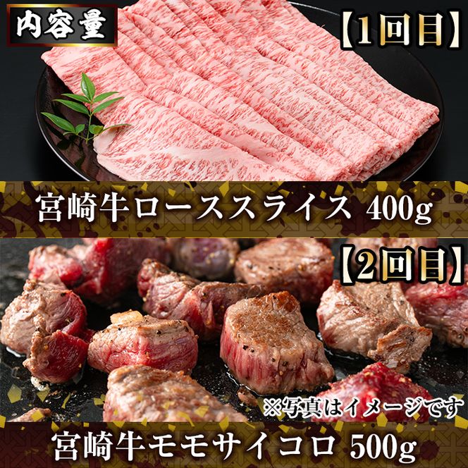 ＜定期便・全6回(連続)＞宮崎牛定期便＜Fセット＞(総量3kg) 牛肉 もも 肉 サイコロ ステーキ バラ スライス 焼肉 肩ロース ウデ BBQ 精肉 お取り寄せ 黒毛和牛 ブランド和牛 冷凍 国産【R-82】【ミヤチク】