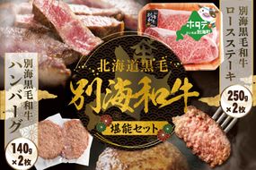 別海和牛 ロースステーキ （250g×2）+ハンバーグ （140g×2）【別海和牛】