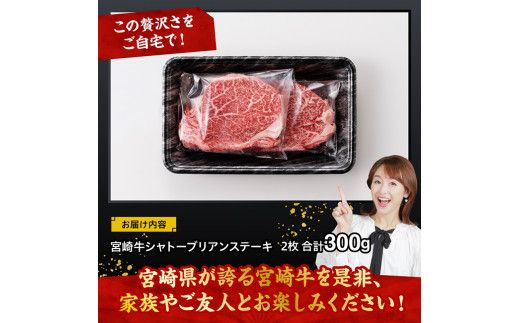 宮崎牛シャトーブリアンステーキ2枚　合計300ｇ【 肉 牛肉 国産 黒毛和牛 宮崎牛 ステーキ シャトーブリアン 牛肉 宮崎県 川南町 】 [D11406]	