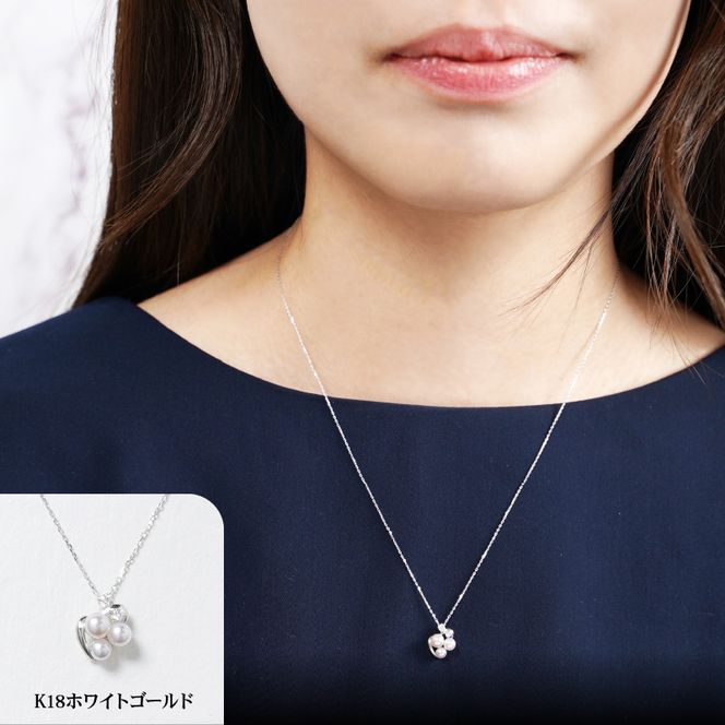 K18 ベビーパール ダイヤ ネックレス - ネックレス