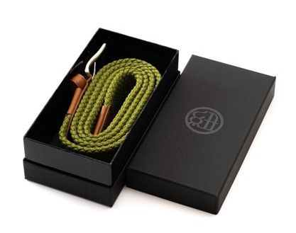 [P030] 組紐ベルト「CLVER」オイルレザー（30mm）　ライトグリーン