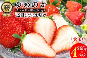 【期間限定発送】DF107 長崎県知事賞受賞【 大玉 いちご 】「 ゆめのか （3L～5L）」265g×4パック ＜12月までにお届け＞