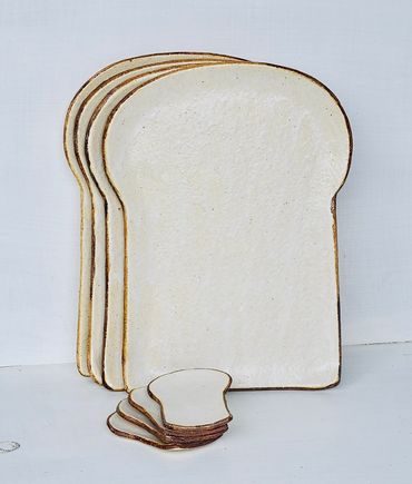 食パンの皿　ラージサイズ　4枚セット +箸置き4個セット【716】_HA0973