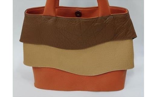 「鞄工房　香」三色フリルトートバッグ オレンジ FAA3032
