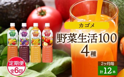 ns038-034　定期便 2ヵ月毎全6回 カゴメ 野菜生活100 飲み比べセット スマートPET 720ml  4種 計12本 オリジナル ベリーサラダ マンゴーサラダ アップルサラダ 野菜 果実 ミックスジュース 野菜ジュース フルーツジュース フルーツ 飲料 KAGOME 送料無料 那須塩原市