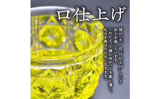 島津薩摩切子　猪口（大） cut18　K010-003