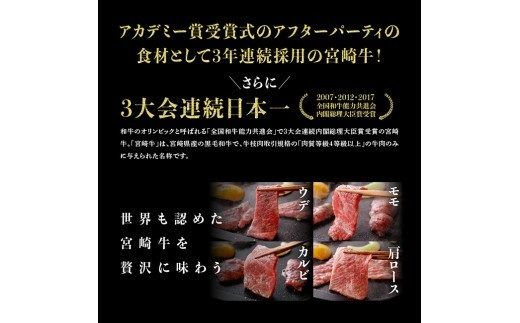  宮崎牛 焼肉セット 400g 肉 牛 牛肉 国産 黒毛和牛 BBQ 食べ比べ[D0654]