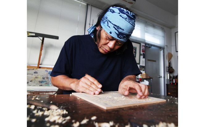 【名嘉睦稔】リトグラフ作品「花笠(ハナガサ)」