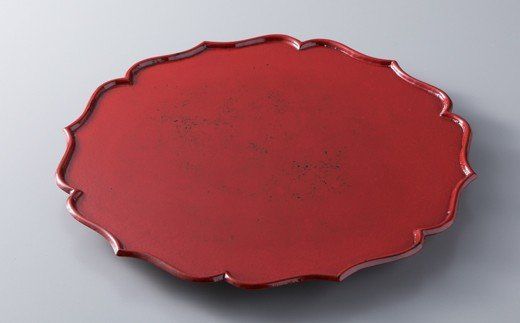 L-592】木用美工房 朱漆根来輪花皿B ［高島屋選定品］（滋賀県
